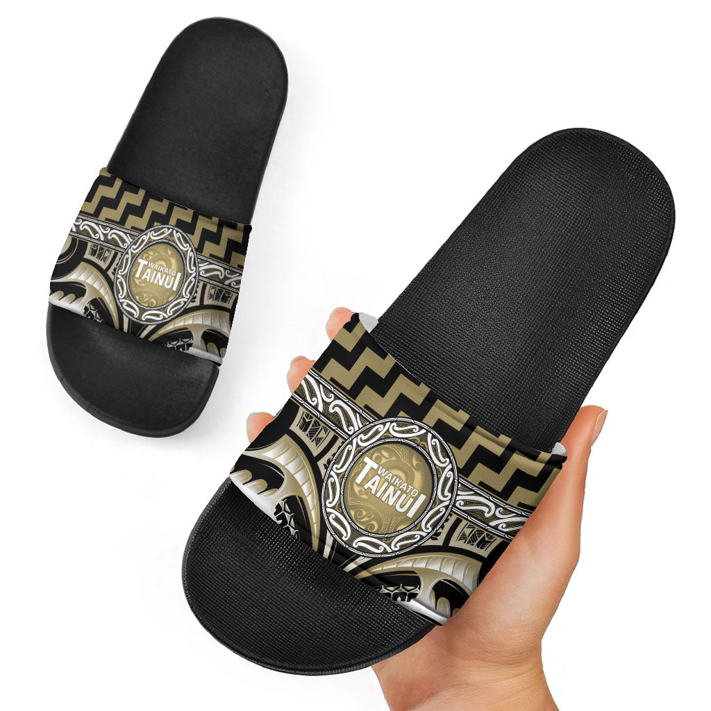Aotearoa Waikato Tainui Slide Sandals Maori Iwi Poutama Puhoro Tattoo LT14 - Polynesian Pride