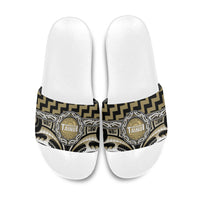 Aotearoa Waikato Tainui Slide Sandals Maori Iwi Poutama Puhoro Tattoo LT14 Old Yellow - Polynesian Pride