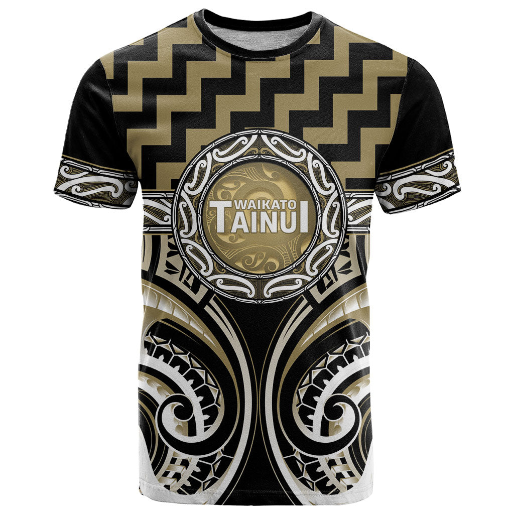 Aotearoa Waikato Tainui Personalised T Shirt Maori Iwi Poutama Puhoro Tattoo LT14 Old Yellow - Polynesian Pride