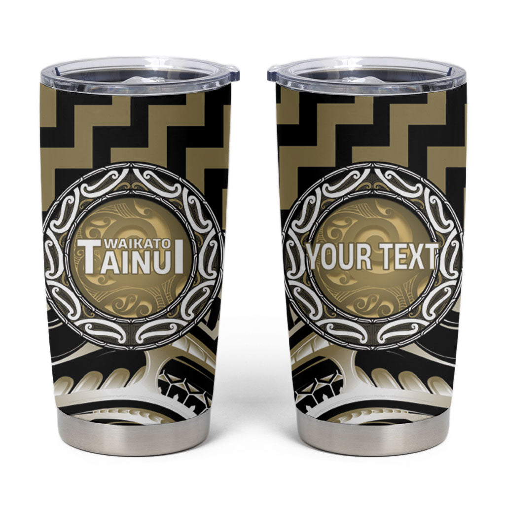 Aotearoa Waikato Tainui Personalised Tumbler Cup Maori Iwi Poutama Puhoro Tattoo LT14 Old Yellow - Polynesian Pride