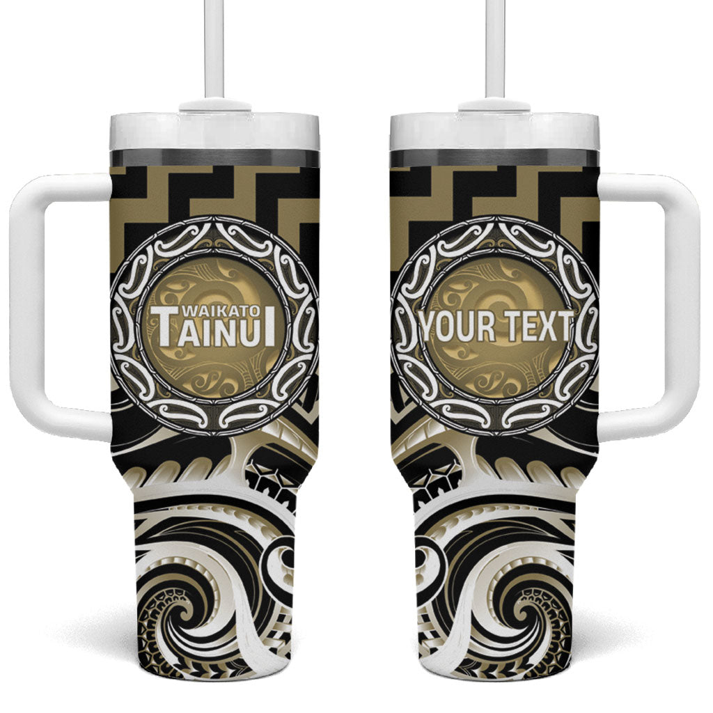 Aotearoa Waikato Tainui Personalised Tumbler With Handle Maori Iwi Poutama Puhoro Tattoo LT14 One Size: 40 oz Old Yellow - Polynesian Pride