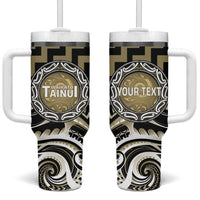 Aotearoa Waikato Tainui Personalised Tumbler With Handle Maori Iwi Poutama Puhoro Tattoo LT14 One Size: 40 oz Old Yellow - Polynesian Pride