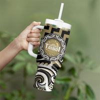 Aotearoa Waikato Tainui Personalised Tumbler With Handle Maori Iwi Poutama Puhoro Tattoo LT14 - Polynesian Pride