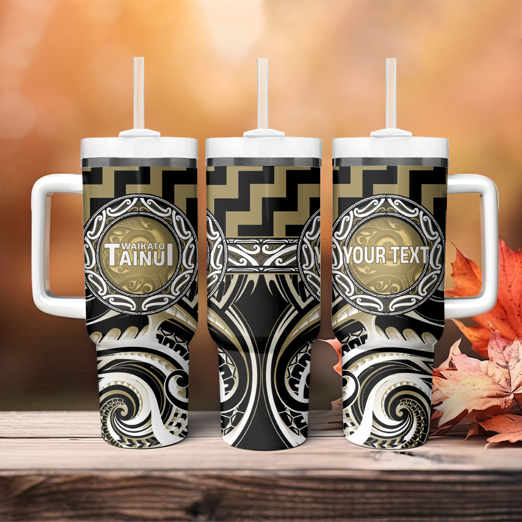 Aotearoa Waikato Tainui Personalised Tumbler With Handle Maori Iwi Poutama Puhoro Tattoo LT14 - Polynesian Pride