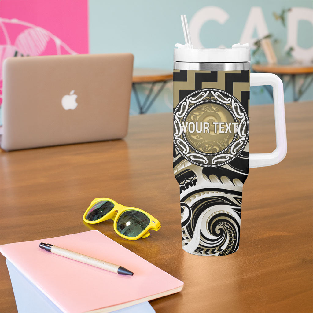Aotearoa Waikato Tainui Personalised Tumbler With Handle Maori Iwi Poutama Puhoro Tattoo LT14 - Polynesian Pride