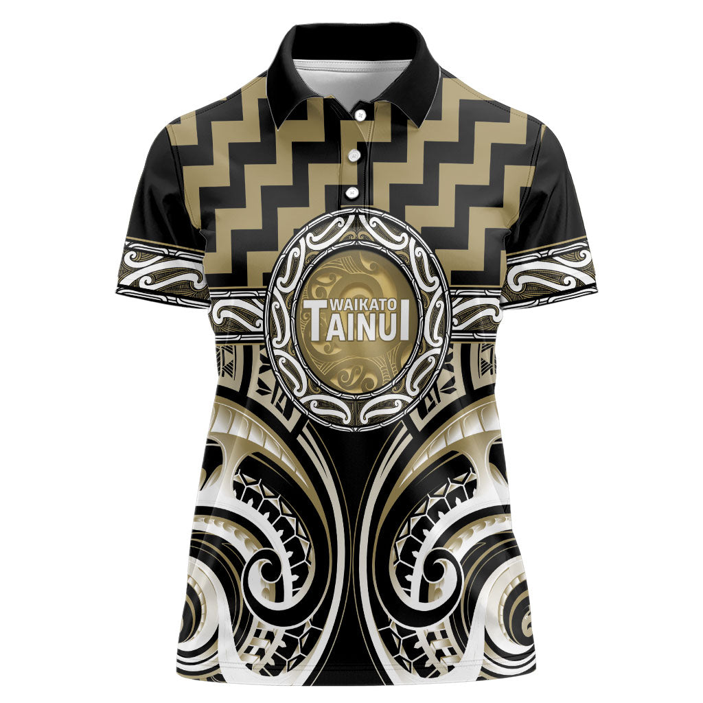 Aotearoa Waikato Tainui Personalised Women Polo Shirt Maori Iwi Poutama Puhoro Tattoo LT14 Female Old Yellow - Polynesian Pride
