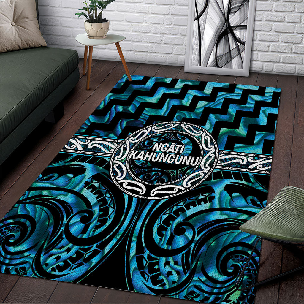 Aotearoa Ngati Kahungunu Area Rug Maori Iwi Poutama Puhoro Tattoo LT14 Turquoise - Polynesian Pride