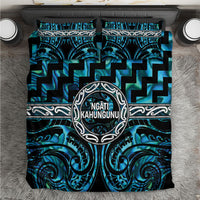 Aotearoa Ngati Kahungunu Bedding Set Maori Iwi Poutama Puhoro Tattoo LT14 Turquoise - Polynesian Pride