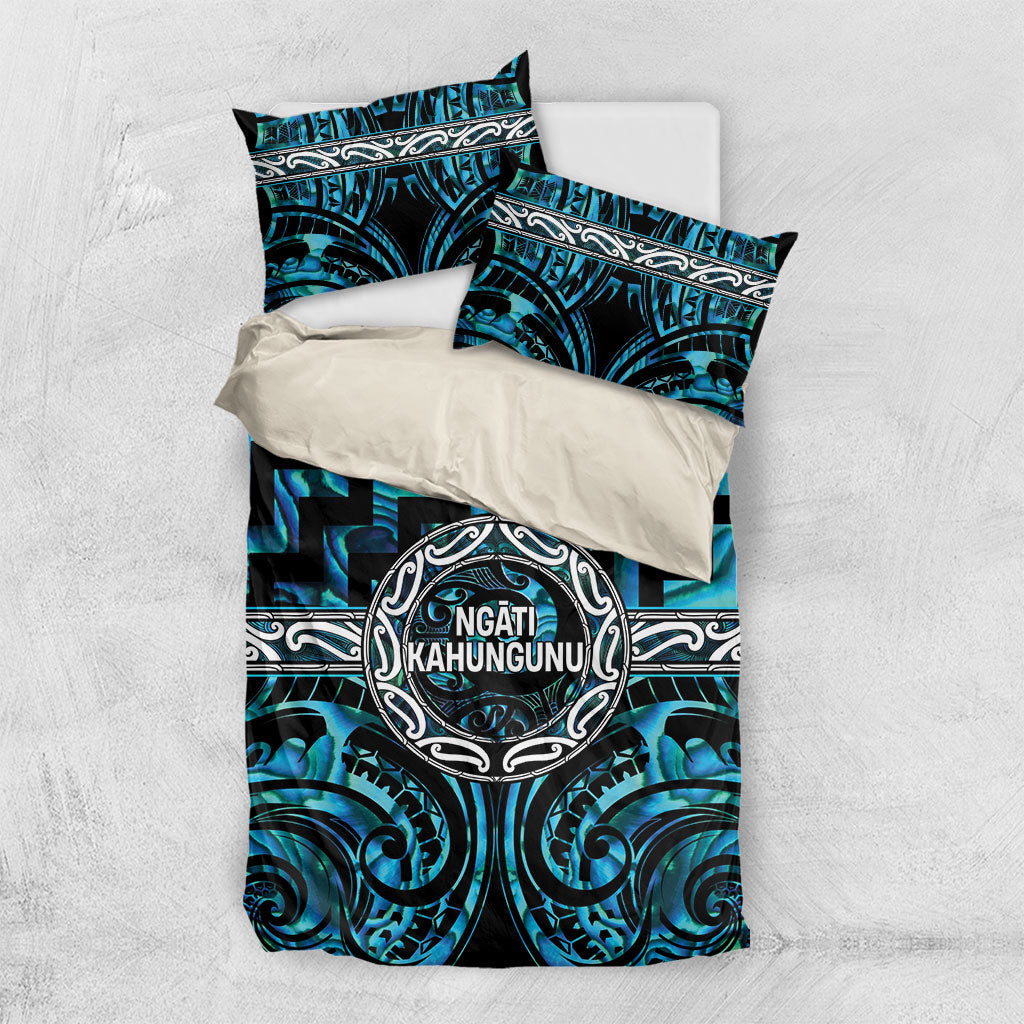 Aotearoa Ngati Kahungunu Bedding Set Maori Iwi Poutama Puhoro Tattoo LT14 US Twin 172cm x 218cm Turquoise - Polynesian Pride