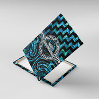 Aotearoa Ngati Kahungunu Canvas Wall Art Maori Iwi Poutama Puhoro Tattoo LT14 With Frame Turquoise - Polynesian Pride