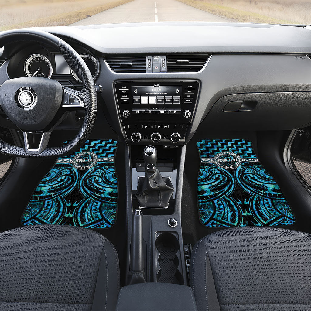 Aotearoa Ngati Kahungunu Personalised Car Mats Maori Iwi Poutama Puhoro Tattoo LT14 Set 2pcs - Front Turquoise - Polynesian Pride