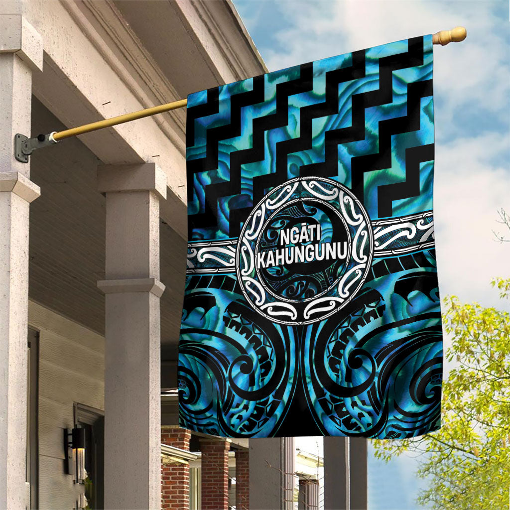 Aotearoa Ngati Kahungunu Garden Flag Maori Iwi Poutama Puhoro Tattoo LT14 House Flag Turquoise - Polynesian Pride