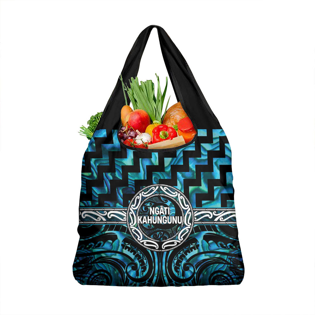 Aotearoa Ngati Kahungunu Grocery Bag Maori Iwi Poutama Puhoro Tattoo LT14 1-pack One Size Turquoise - Polynesian Pride