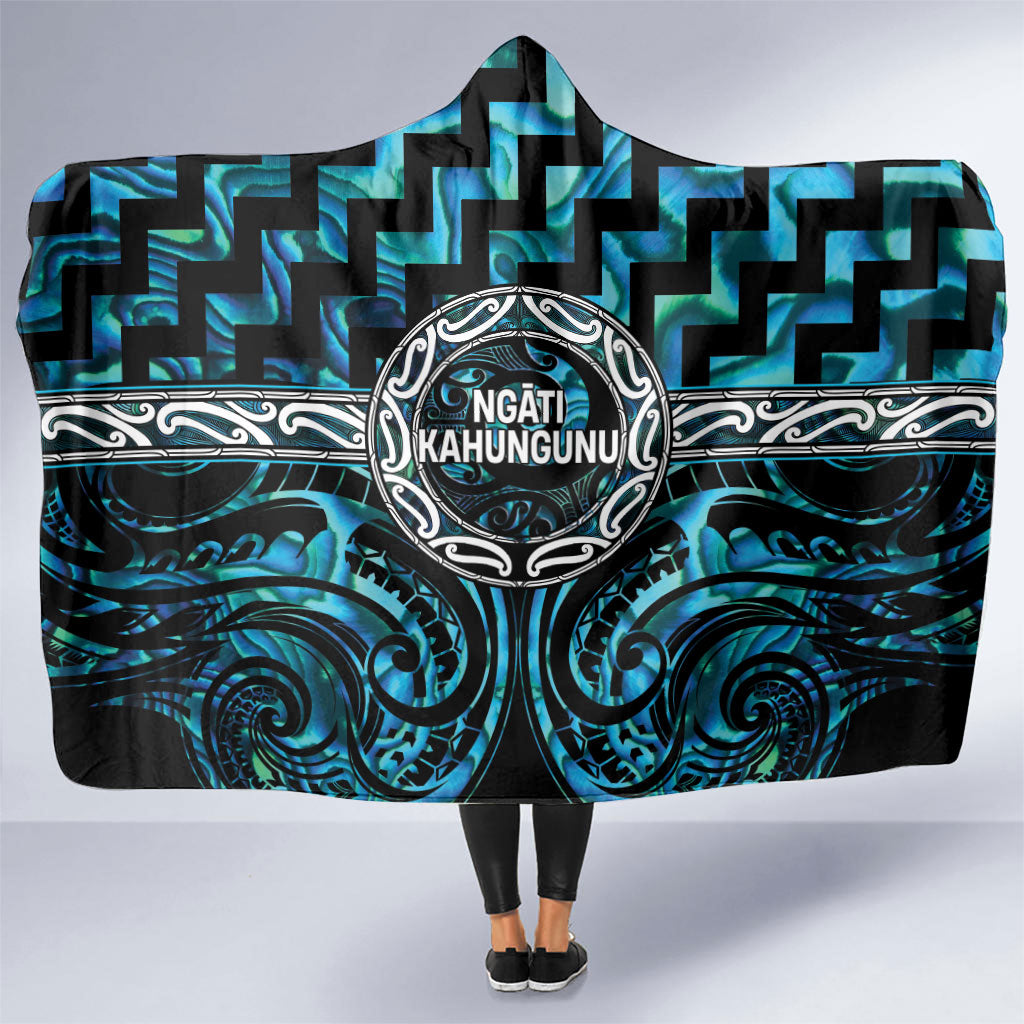 Aotearoa Ngati Kahungunu Hooded Blanket Maori Iwi Poutama Puhoro Tattoo LT14 One Size Turquoise - Polynesian Pride