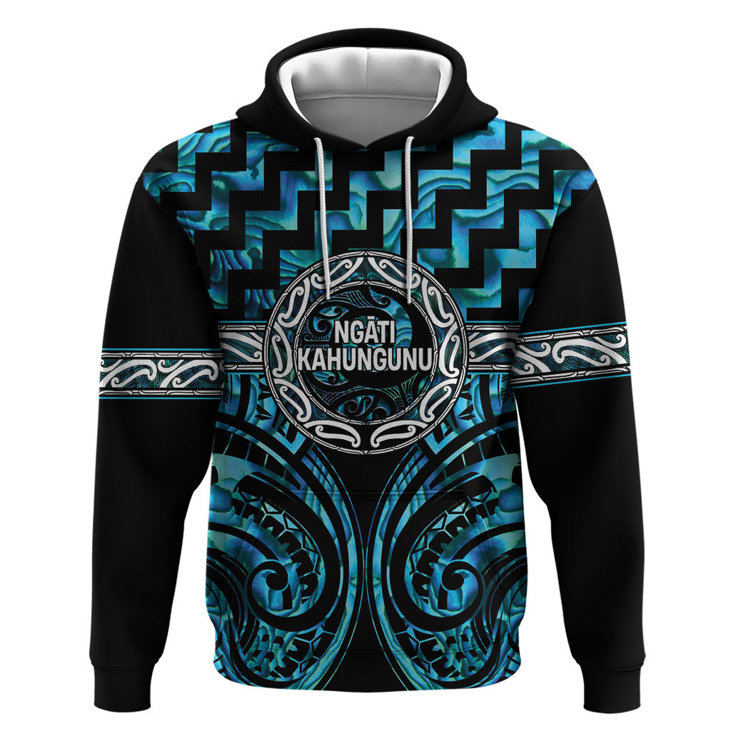 Aotearoa Ngati Kahungunu Personalised Hoodie Maori Iwi Poutama Puhoro Tattoo LT14 Pullover Hoodie Turquoise - Polynesian Pride