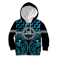 Aotearoa Ngati Kahungunu Personalised Kid Hoodie Maori Iwi Poutama Puhoro Tattoo LT14 Hoodie Turquoise - Polynesian Pride