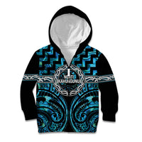 Aotearoa Ngati Kahungunu Personalised Kid Hoodie Maori Iwi Poutama Puhoro Tattoo LT14 Zip Hoodie Turquoise - Polynesian Pride