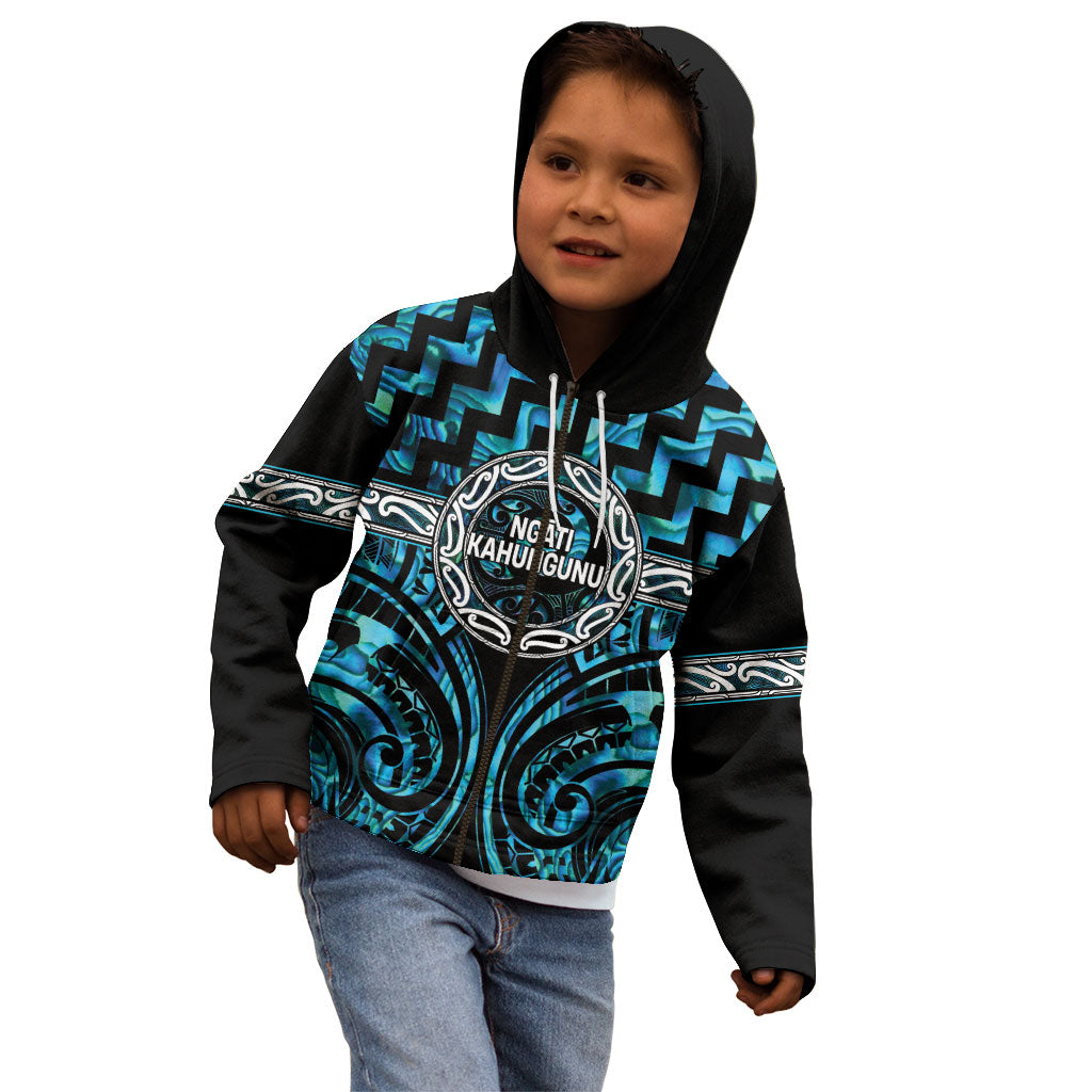 Aotearoa Ngati Kahungunu Personalised Kid Hoodie Maori Iwi Poutama Puhoro Tattoo LT14 - Polynesian Pride