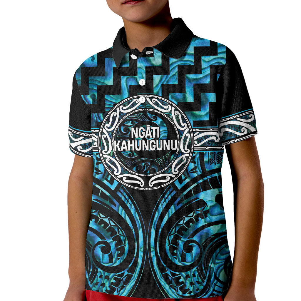 Aotearoa Ngati Kahungunu Personalised Kid Polo Shirt Maori Iwi Poutama Puhoro Tattoo LT14 Kid Turquoise - Polynesian Pride