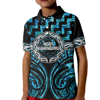 Aotearoa Ngati Kahungunu Personalised Kid Polo Shirt Maori Iwi Poutama Puhoro Tattoo LT14 Kid Turquoise - Polynesian Pride