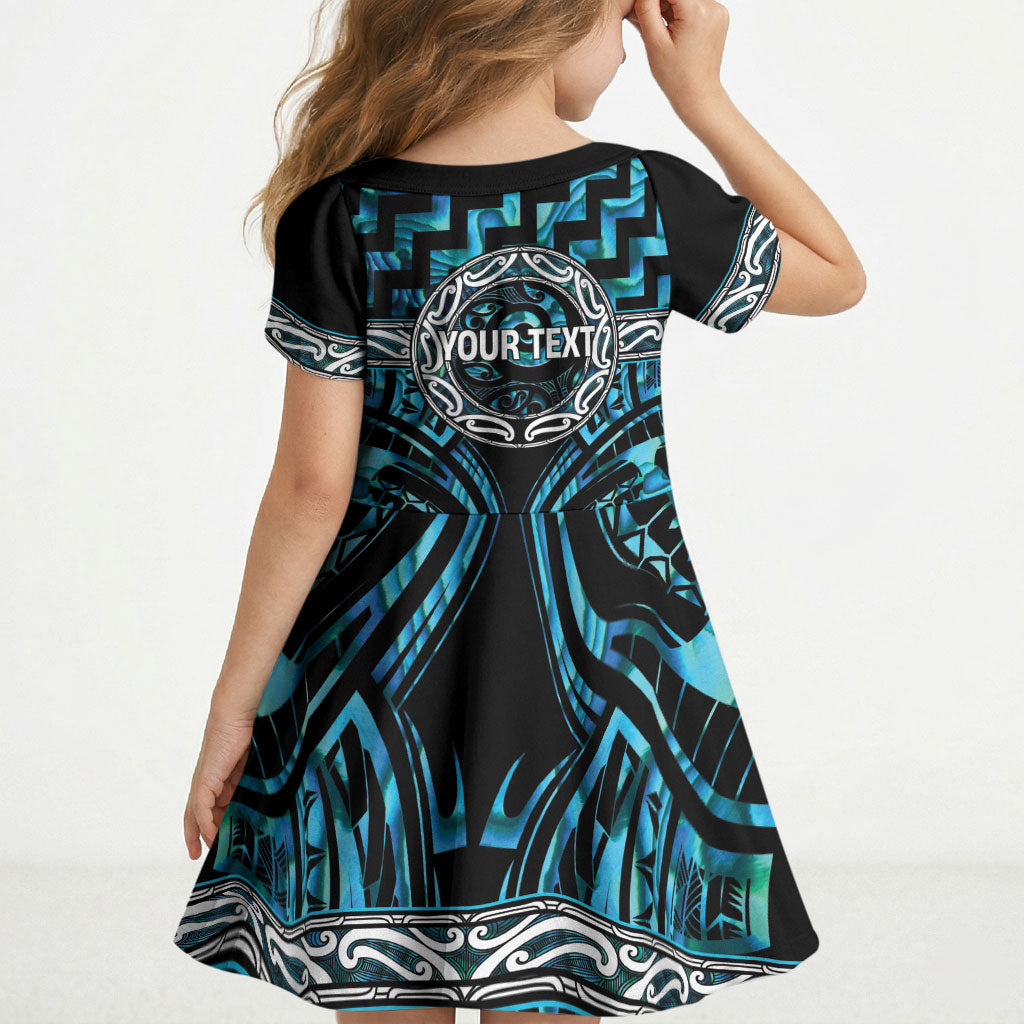 Aotearoa Ngati Kahungunu Personalised Kid Short Sleeve Dress Maori Iwi Poutama Puhoro Tattoo LT14 - Polynesian Pride