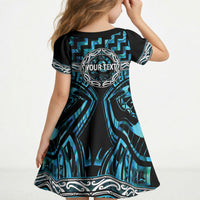 Aotearoa Ngati Kahungunu Personalised Kid Short Sleeve Dress Maori Iwi Poutama Puhoro Tattoo LT14 - Polynesian Pride