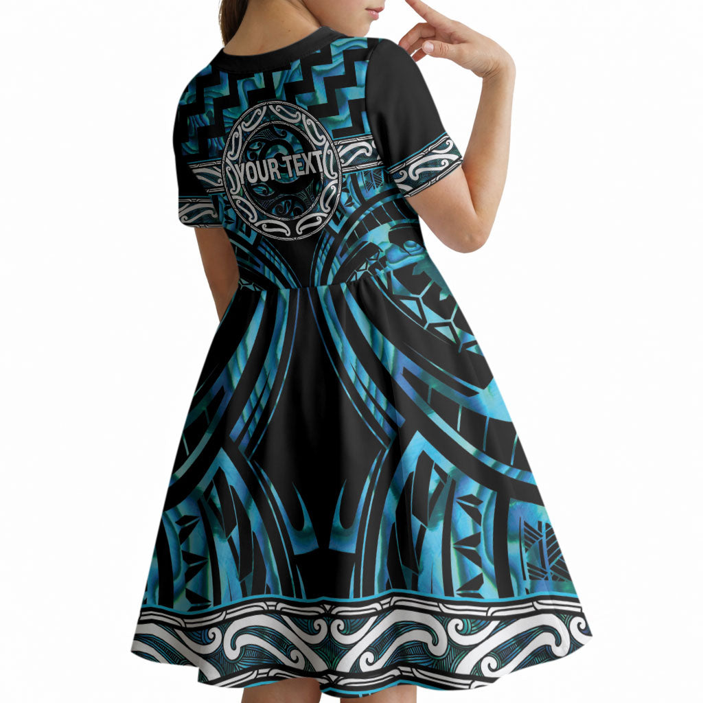 Aotearoa Ngati Kahungunu Personalised Kid Short Sleeve Dress Maori Iwi Poutama Puhoro Tattoo LT14 - Polynesian Pride