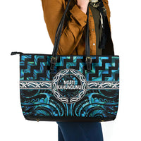 Aotearoa Ngati Kahungunu Leather Tote Bag Maori Iwi Poutama Puhoro Tattoo LT14 - Polynesian Pride