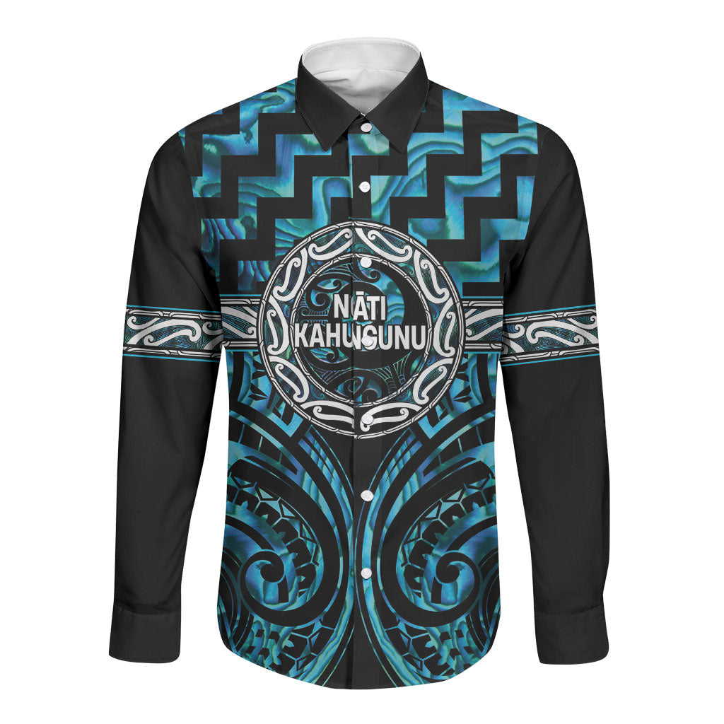 Aotearoa Ngati Kahungunu Personalised Long Sleeve Button Shirt Maori Iwi Poutama Puhoro Tattoo LT14 Unisex Turquoise - Polynesian Pride