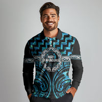Aotearoa Ngati Kahungunu Personalised Long Sleeve Polo Shirt Maori Iwi Poutama Puhoro Tattoo LT14 - Polynesian Pride