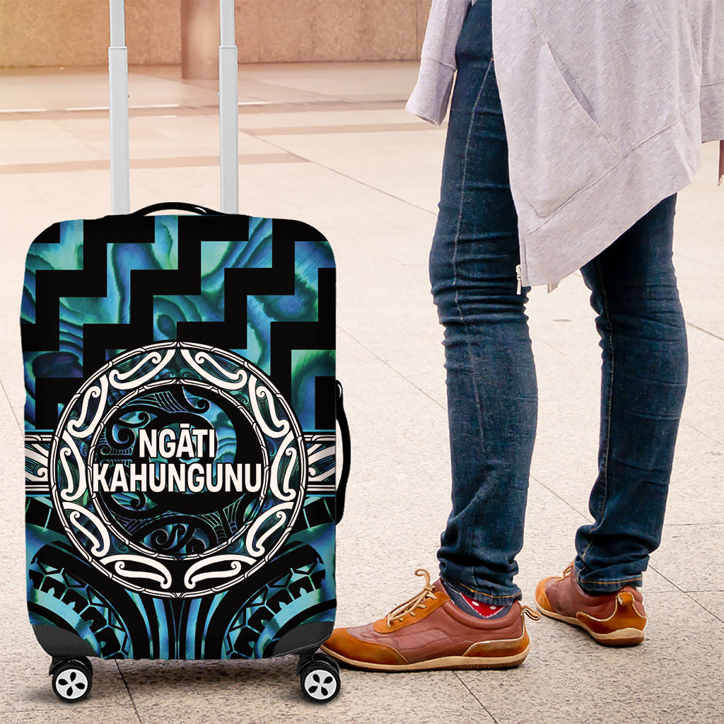 Aotearoa Ngati Kahungunu Luggage Cover Maori Iwi Poutama Puhoro Tattoo LT14 Turquoise - Polynesian Pride