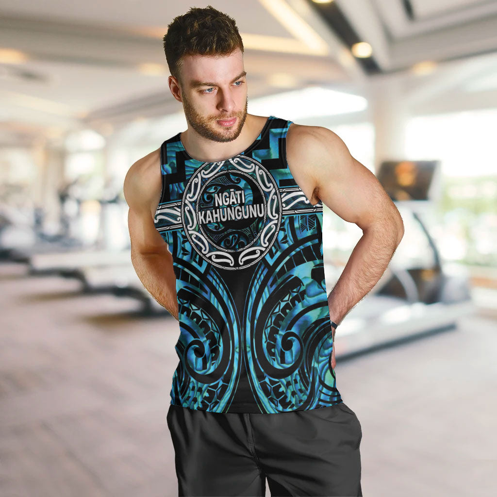 Aotearoa Ngati Kahungunu Personalised Men Tank Top Maori Iwi Poutama Puhoro Tattoo LT14 Turquoise - Polynesian Pride