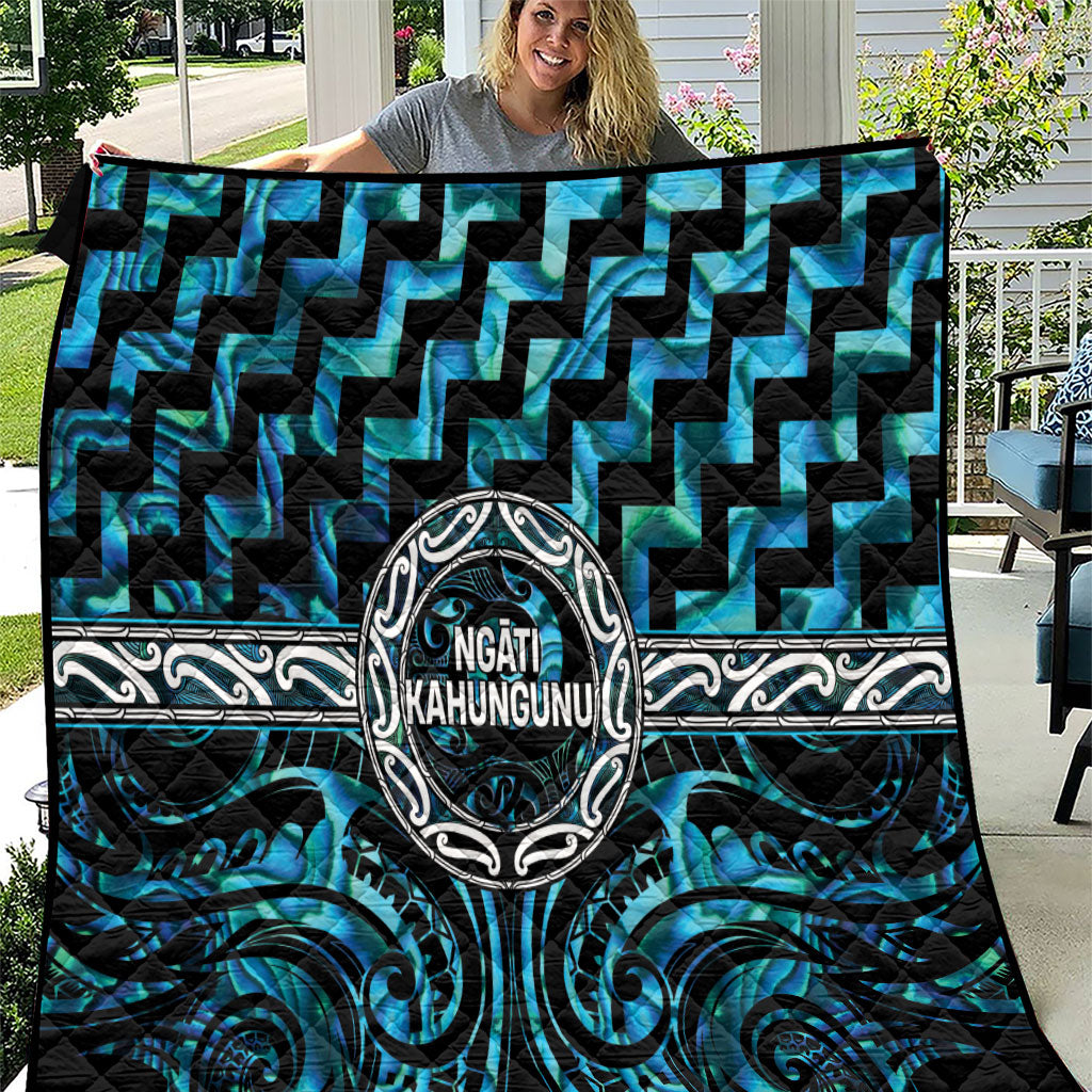 Aotearoa Ngati Kahungunu Quilt Maori Iwi Poutama Puhoro Tattoo LT14 Turquoise - Polynesian Pride