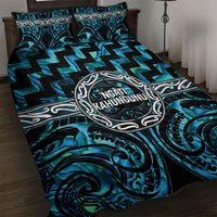 Aotearoa Ngati Kahungunu Quilt Bed Set Maori Iwi Poutama Puhoro Tattoo LT14 Turquoise - Polynesian Pride