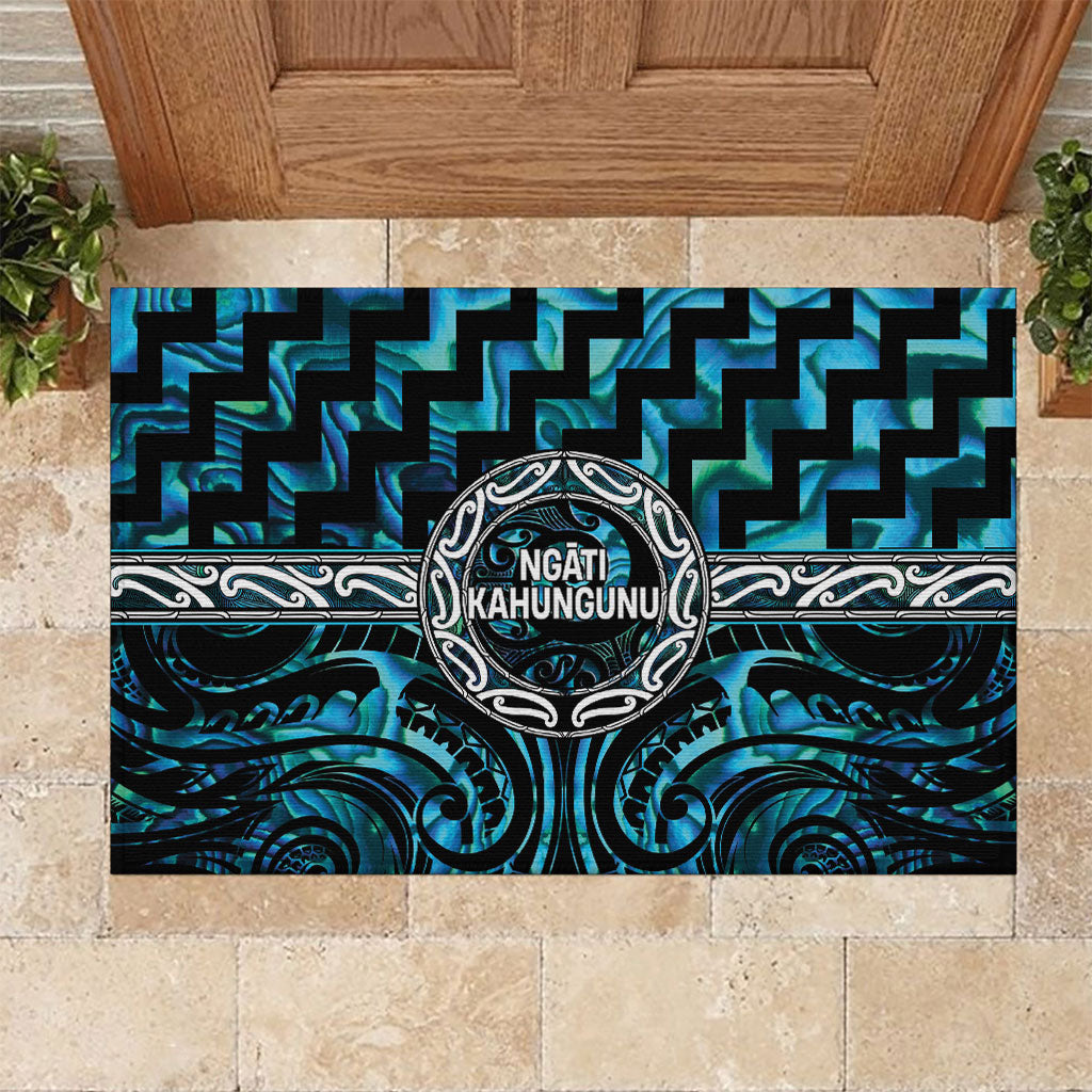 Aotearoa Ngati Kahungunu Rubber Doormat Maori Iwi Poutama Puhoro Tattoo LT14 Turquoise - Polynesian Pride