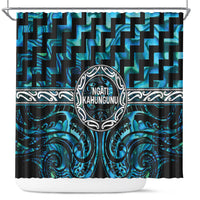 Aotearoa Ngati Kahungunu Shower Curtain Maori Iwi Poutama Puhoro Tattoo LT14 Turquoise - Polynesian Pride