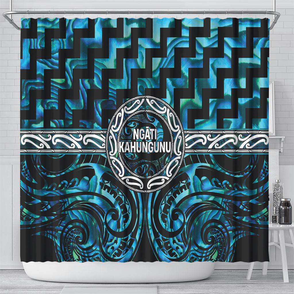 Aotearoa Ngati Kahungunu Shower Curtain Maori Iwi Poutama Puhoro Tattoo LT14 - Polynesian Pride