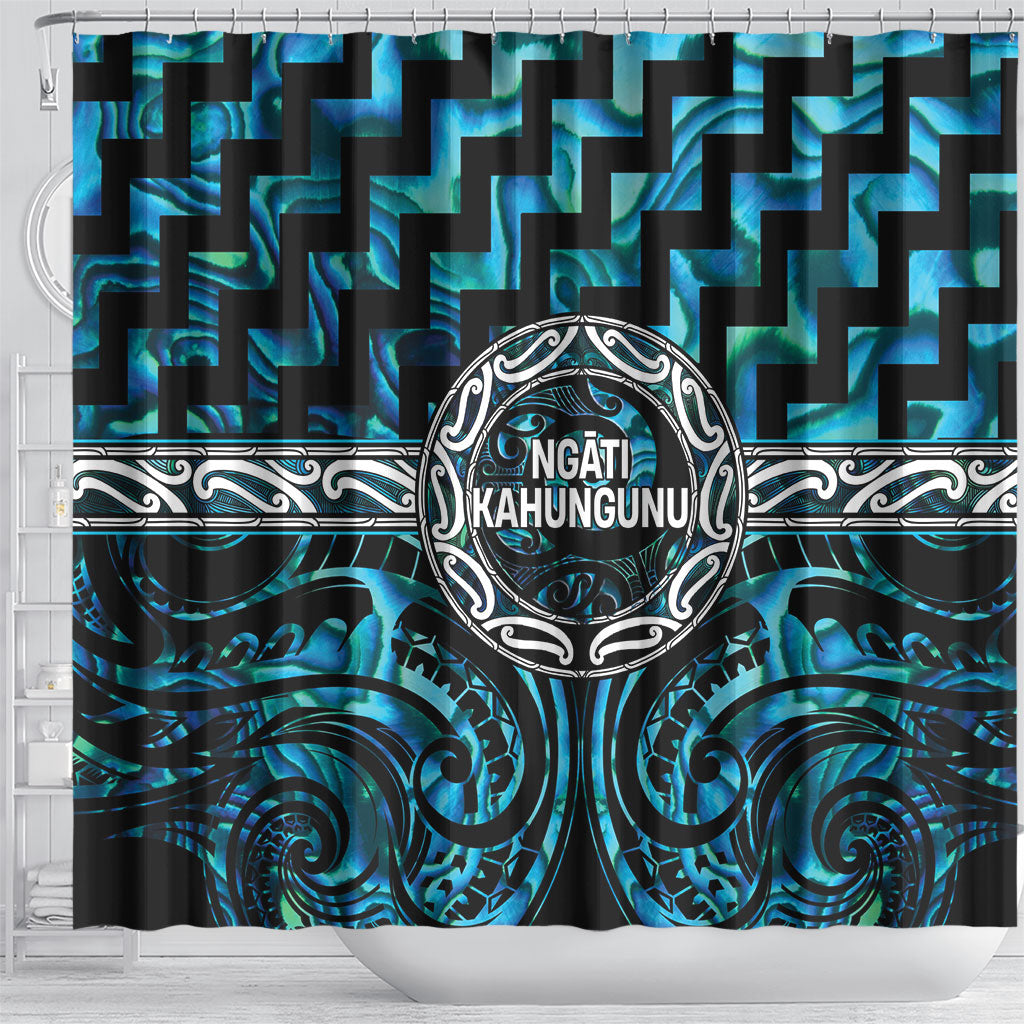 Aotearoa Ngati Kahungunu Shower Curtain Maori Iwi Poutama Puhoro Tattoo LT14 - Polynesian Pride