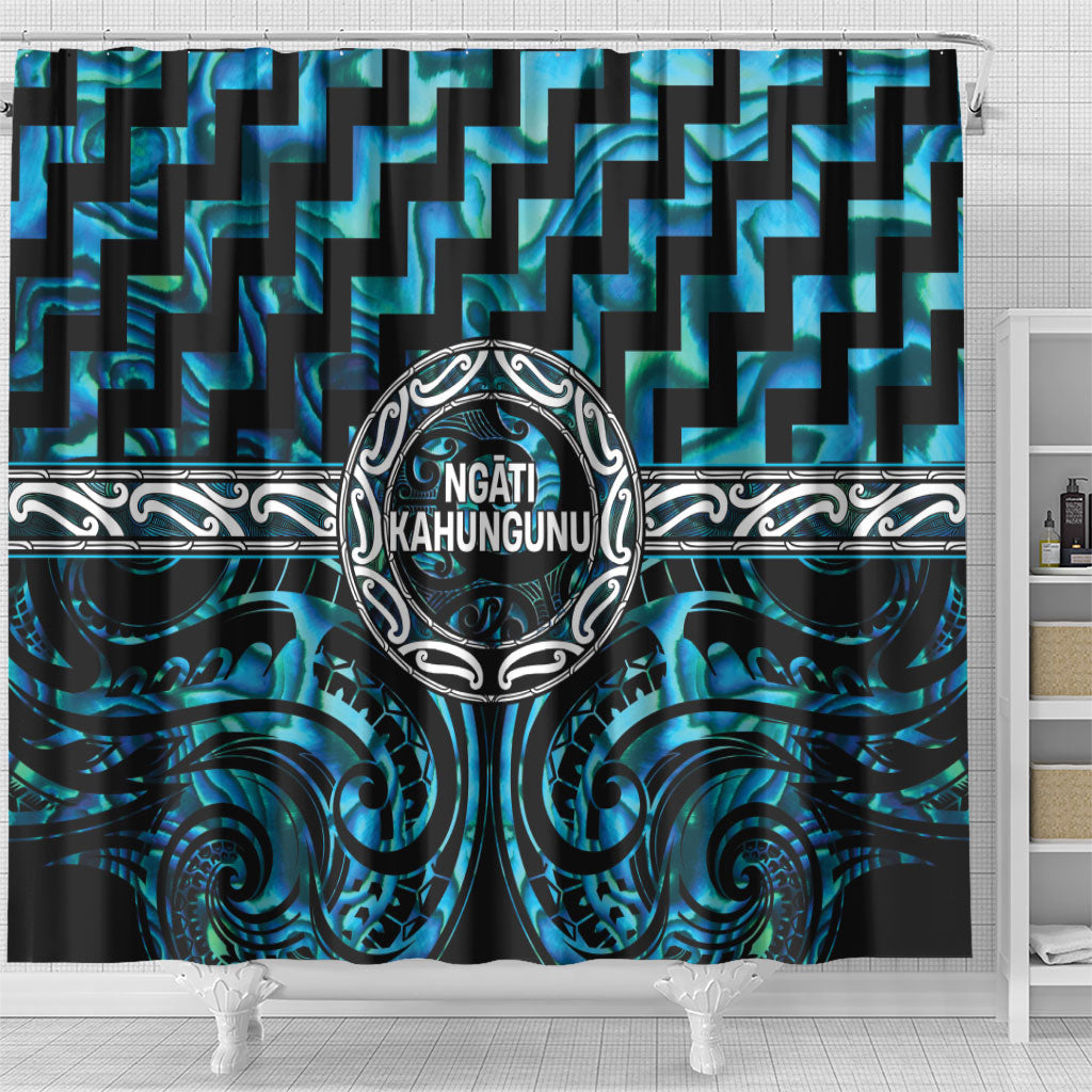Aotearoa Ngati Kahungunu Shower Curtain Maori Iwi Poutama Puhoro Tattoo LT14 - Polynesian Pride