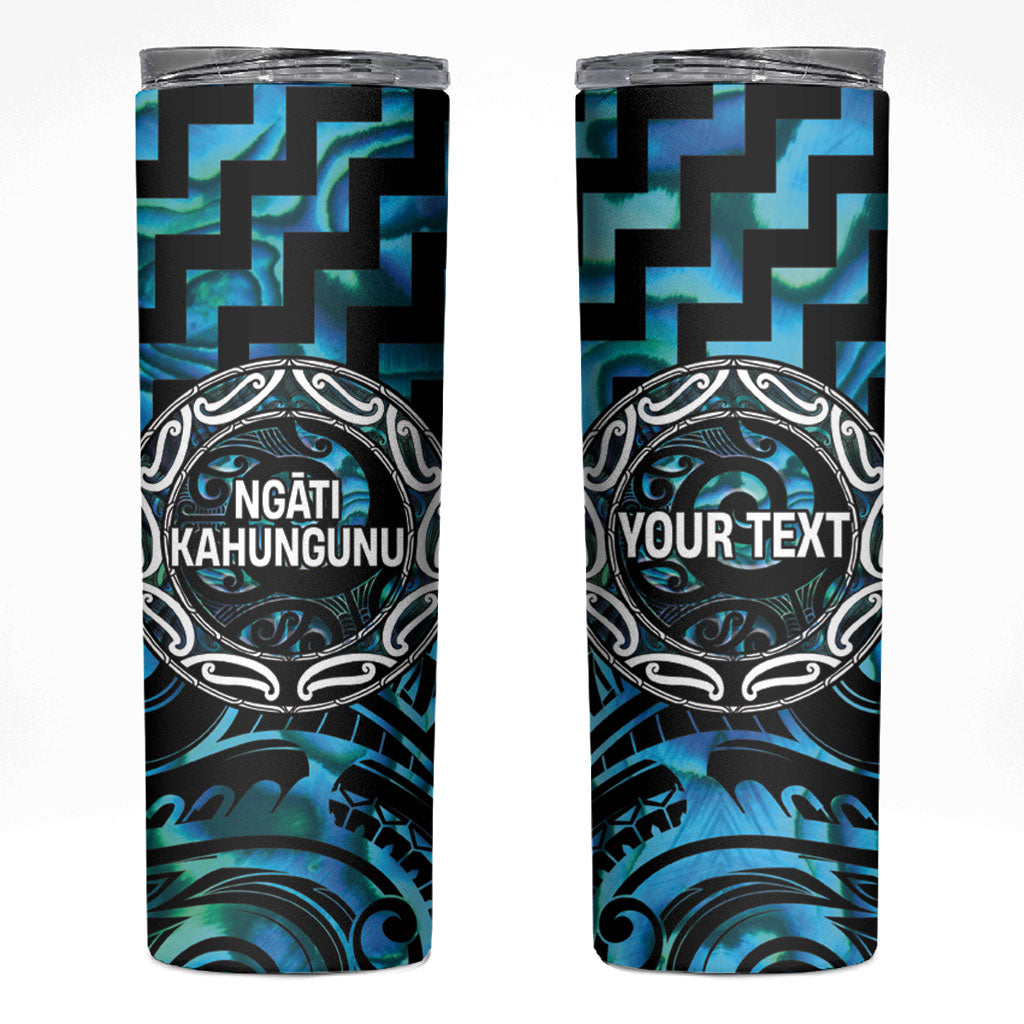 Aotearoa Ngati Kahungunu Personalised Skinny Tumbler Maori Iwi Poutama Puhoro Tattoo LT14 Turquoise - Polynesian Pride