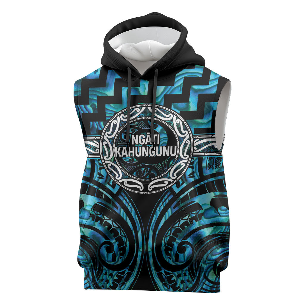 Aotearoa Ngati Kahungunu Personalised Sleeveless Hoodie Maori Iwi Poutama Puhoro Tattoo LT14 Turquoise - Polynesian Pride