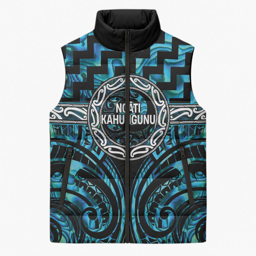 Aotearoa Ngati Kahungunu Personalised Sleeveless Puffer Jacket Maori Iwi Poutama Puhoro Tattoo LT14 Unisex Turquoise - Polynesian Pride