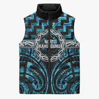 Aotearoa Ngati Kahungunu Personalised Sleeveless Puffer Jacket Maori Iwi Poutama Puhoro Tattoo LT14 Unisex Turquoise - Polynesian Pride