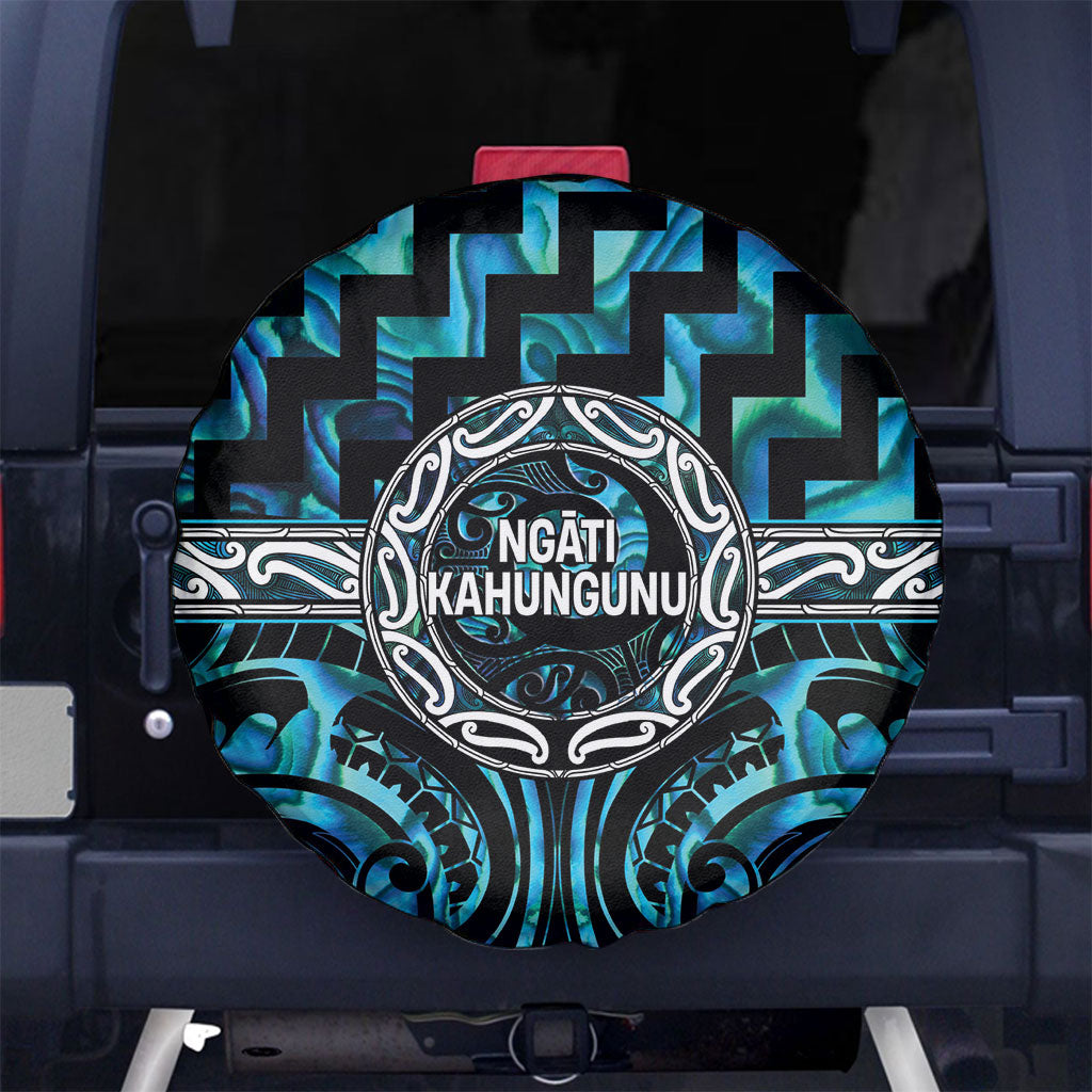 Aotearoa Ngati Kahungunu Spare Tire Cover Maori Iwi Poutama Puhoro Tattoo LT14 No hole Turquoise - Polynesian Pride