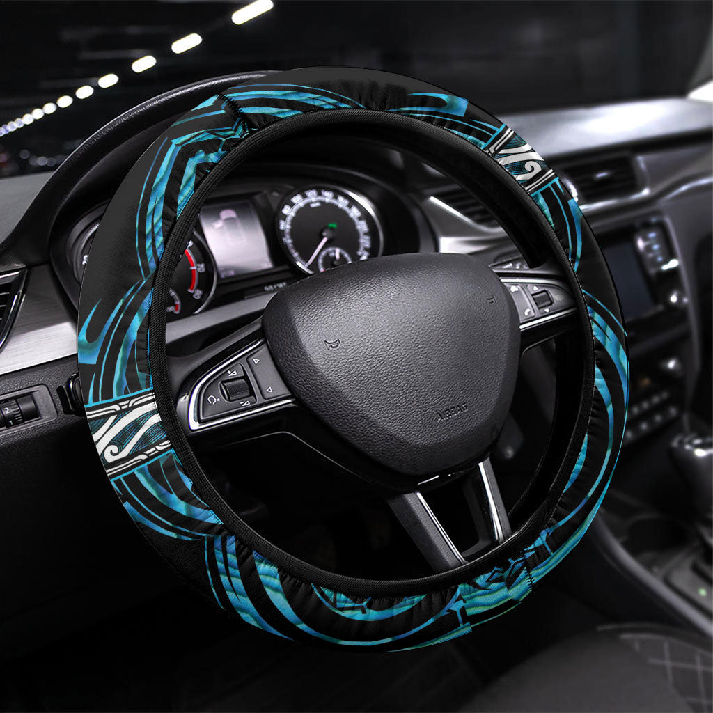 Aotearoa Ngati Kahungunu Steering Wheel Cover Maori Iwi Poutama Puhoro Tattoo LT14 Universal Fit Turquoise - Polynesian Pride