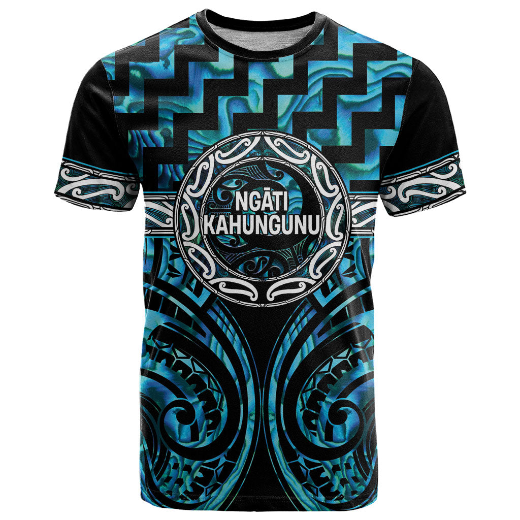 Aotearoa Ngati Kahungunu Personalised T Shirt Maori Iwi Poutama Puhoro Tattoo LT14 Turquoise - Polynesian Pride