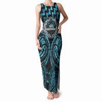Aotearoa Ngati Kahungunu Personalised Tank Maxi Dress Maori Iwi Poutama Puhoro Tattoo LT14 Women Turquoise - Polynesian Pride