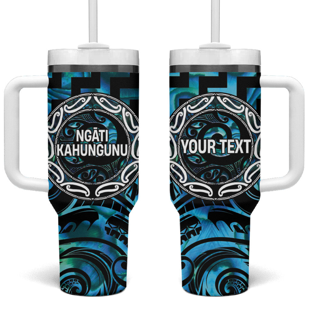 Aotearoa Ngati Kahungunu Personalised Tumbler With Handle Maori Iwi Poutama Puhoro Tattoo LT14 One Size: 40 oz Turquoise - Polynesian Pride