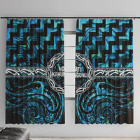 Aotearoa Ngati Kahungunu Window Curtain Maori Iwi Poutama Puhoro Tattoo LT14 With Hooks Turquoise - Polynesian Pride