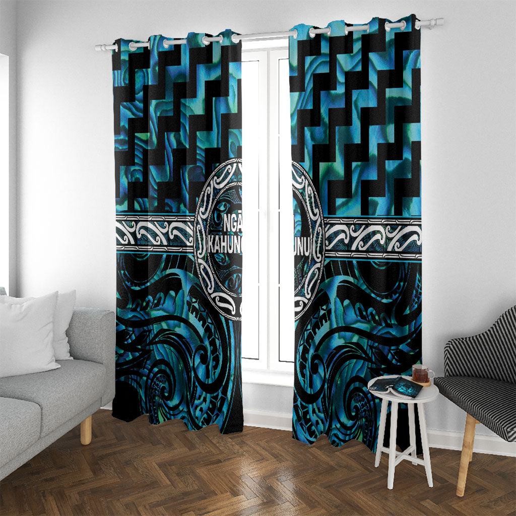 Aotearoa Ngati Kahungunu Window Curtain Maori Iwi Poutama Puhoro Tattoo LT14 With Grommets Turquoise - Polynesian Pride